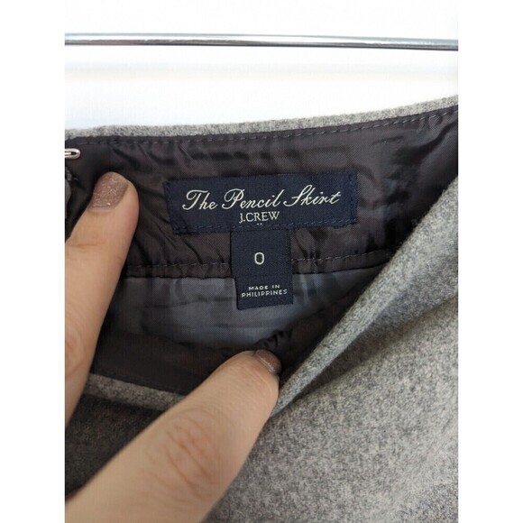 J Crew Wool Blend Skirt Women's Size 0 Gray Pencil Knee Length - Picture 7 of 10